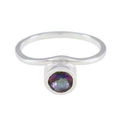 Mystic Quartz Solitaire Korean 92.5 Silver multicolor Gems Delicate Modern Ring Jewellery