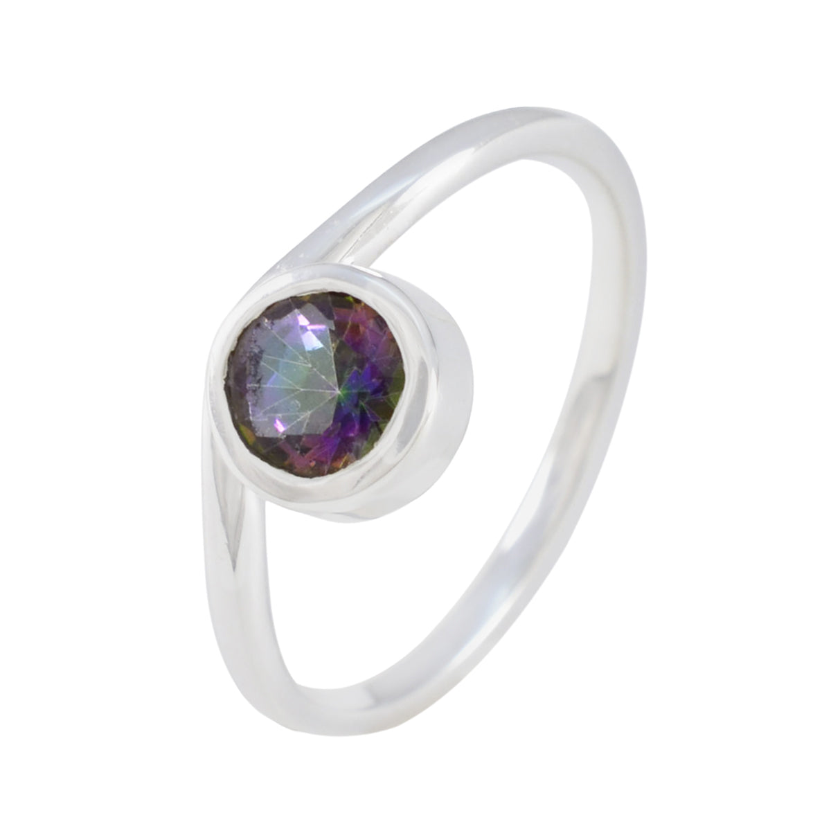 Mystic Quartz Solitaire Korean 92.5 Silver multicolor Gems Delicate Modern Ring Jewellery