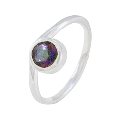 Mystic Quartz Solitaire Korean 92.5 Silver multicolor Gems Delicate Modern Ring Jewellery