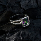 Mystic Quartz Solitaire African 92.5 Silver multicolor Gemstones Slim Modern Ring Jewellery