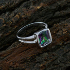 Mystic Quartz Solitaire African 92.5 Silver multicolor Gemstones Slim Modern Ring Jewellery