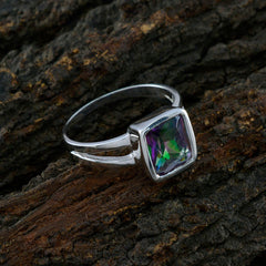 Mystic Quartz Solitaire African 92.5 Silver multicolor Gemstones Slim Modern Ring Jewellery