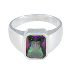 Mystic Quartz Solitaire Moroccan 925 Silver multicolor Gemstones Eye catching Abstract Ring Jewelry