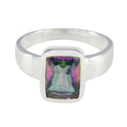 Mystic Quartz Solitaire German 925 Silver multicolor Gemstone Slim Glamorous Ring Jewellery