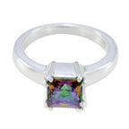Mystic Quartz Solitaire Moroccan 925 Sterling Silver multicolor Gemstone Classic Sophisticated Ring Jewellery