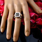 Mystic Quartz Solitaire German Sterling Silver multicolor Gemstone Versatile Contemporary Ring Jewellery