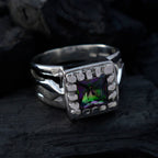 Mystic Quartz Solitaire German Sterling Silver multicolor Gemstone Versatile Contemporary Ring Jewellery