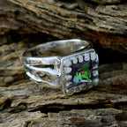 Mystic Quartz Solitaire German Sterling Silver multicolor Gemstone Versatile Contemporary Ring Jewellery