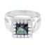 Mystic Quartz Solitaire German Sterling Silver multicolor Gemstone Versatile Contemporary Ring Jewellery