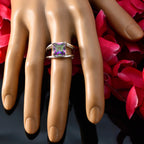 Mystic Quartz Solitaire German 925 Silver multicolor Gemstone Tiny Abstract Ring Jewelry