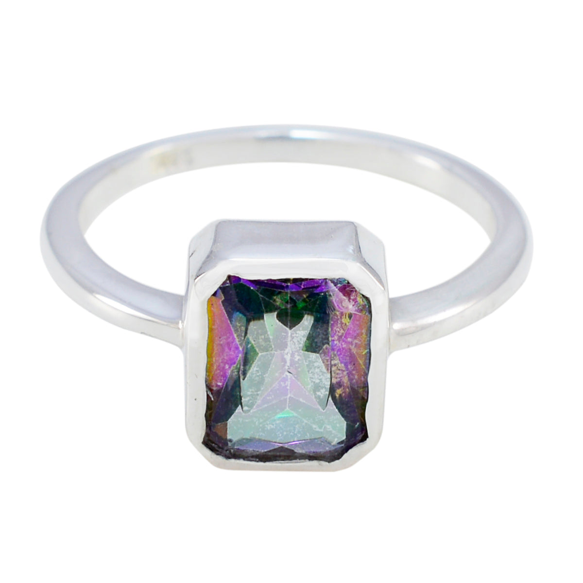Mystic Quartz Solitaire American 92.5 Silver multicolor Gemstone Whisper thin Trendy Ring Jewelry Huvudsaklig produktbild