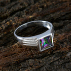 Mystic Quartz Solitaire French 92.5 Silver multicolor Gems Classic Fairytale Ring Jewelry