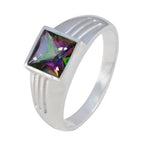 Mystic Quartz Solitaire French 92.5 Silver multicolor Gems Classic Fairytale Ring Jewelry