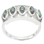 Mystic Quartz Penta African 92.5 Silver multicolor Gemstone Slim Sophisticated Ring Jewelry