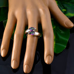 Mystic Quartz Toi et Moi Egyptian 925 Silver multicolor Gemstone Eye catching Contemporary Ring Jewelry