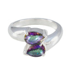Mystic Quartz Toi et Moi Egyptian 925 Silver multicolor Gemstone Eye catching Contemporary Ring Jewelry