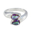Mystic Quartz Toi et Moi Egyptian 925 Silver multicolor Gemstone Eye catching Contemporary Ring Jewelry