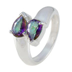 Mystic Quartz Toi et Moi Egyptian 925 Silver multicolor Gemstone Eye catching Contemporary Ring Jewelry