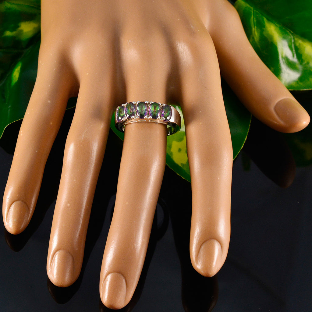 Mystic Quartz Penta Egyptian Sterling Silver multicolor Gemstone Classic Fairytale Band Jewellery
