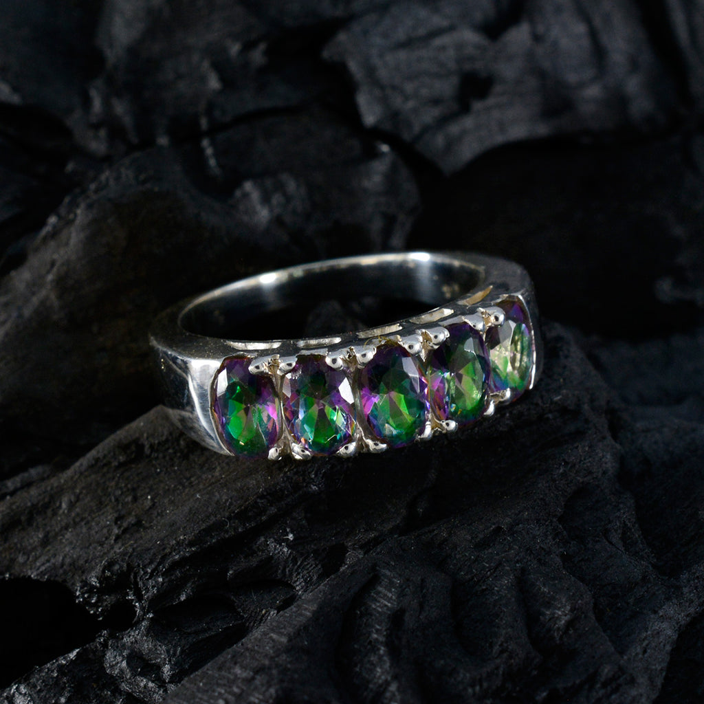 Mystic Quartz Penta Egyptian Sterling Silver multicolor Gemstone Classic Fairytale Band Jewellery