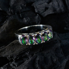 Mystic Quartz Penta Egyptian Sterling Silver multicolor Gemstone Classic Fairytale Band Jewellery