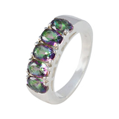 Mystic Quartz Penta Egyptian Sterling Silver multicolor Gemstone Classic Fairytale Band Jewellery