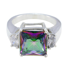 Mystic Quartz Trilogy Französischer 925 Silber mehrfarbige Edelsteine Mittelgewicht Anmutiger Ring Schmuck