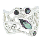 Mystic Quartz quarter Australian 92.5 Silver multicolor Gems Essential  Filigree Ring Jewellery
