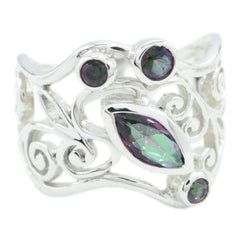 Mystic Quartz Viertel Australischer 92,5 Silber Multicolor Edelsteine Essential Filigran Ring Schmuck