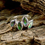 Mystic Quartz quarter African 925 Sterling Silver multicolor Gemstone Featherlight Glamorous Ring Jewellery