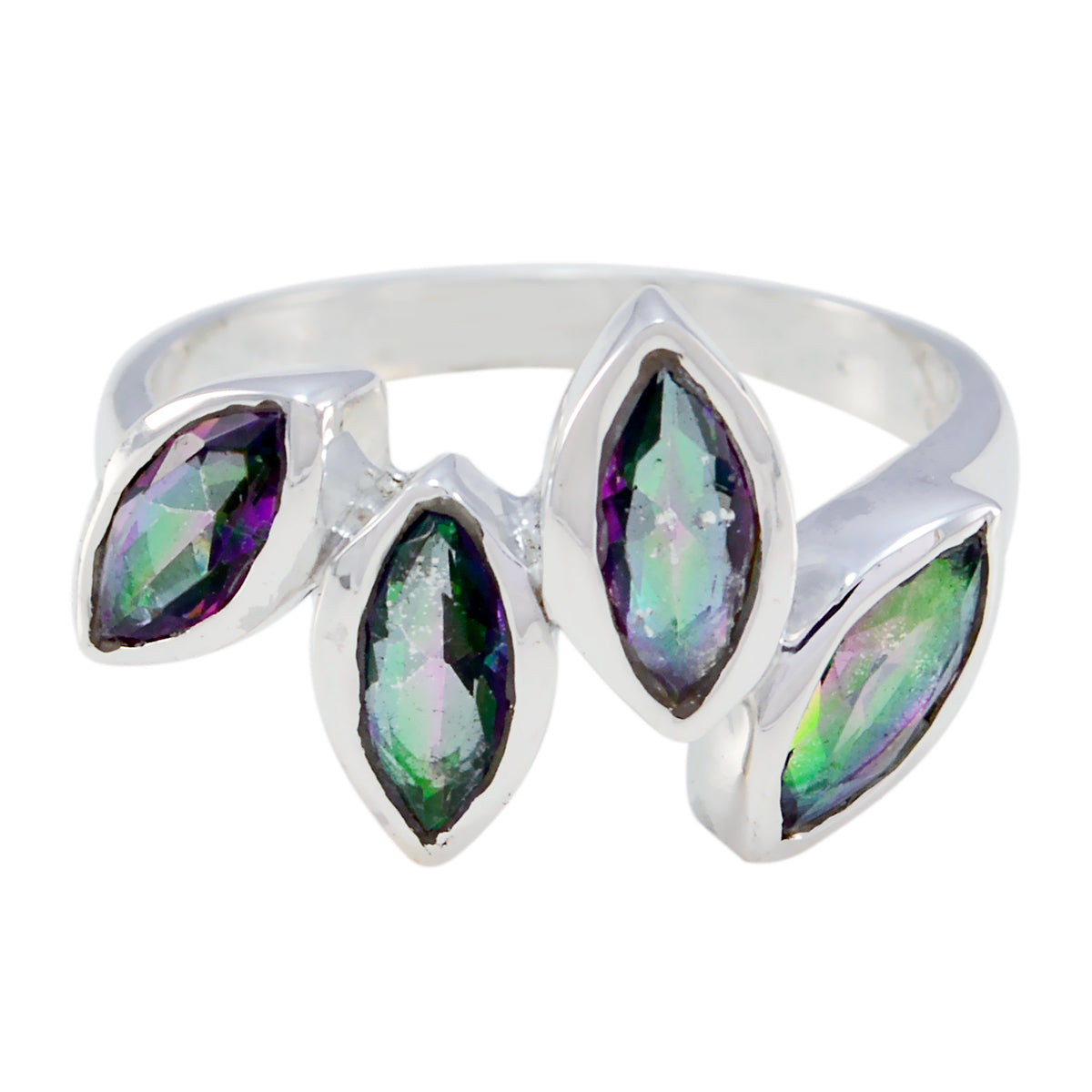 Mystic Quartz quarter African 925 Sterling Silver multicolor Gemstone Featherlight Glamorous Ring Jewellery