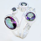 Mystic Quartz quarter Indian 925 Sterling Silver multicolor Gems Minimal Modern Ring Jewellery