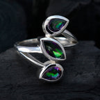 Mystic Quartz Trilogy Russian Sterling Silver multicolor Gemstone Mid weight Signet Ring Jewelry