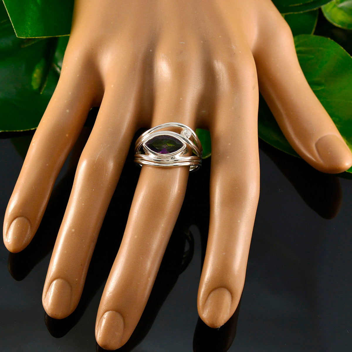 Mystic Quartz Toi et Moi Russian 925 Sterling Silver multicolor Gems Tiny Feminine Ring Jewellery