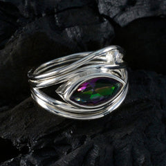 Mystic Quartz Toi et Moi Russian 925 Sterling Silver multicolor Gems Tiny Feminine Ring Jewellery