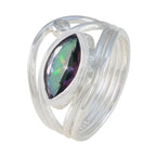 Mystic Quartz Toi et Moi Russian 925 Sterling Silver multicolor Gems Tiny Feminine Ring Jewellery