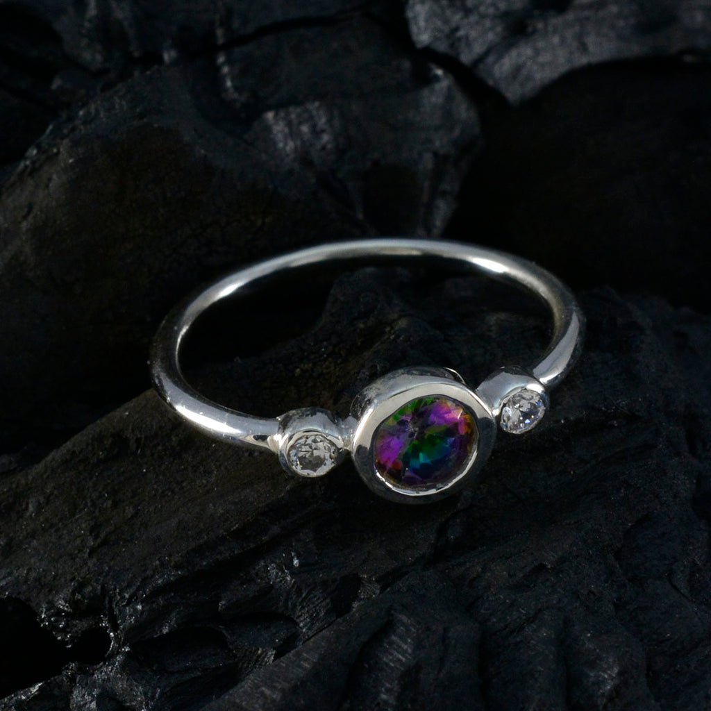 Mystic Quartz Trilogy Japanese 925 Silver multicolor Gemstones Elegant  Graceful Ring Jewellery