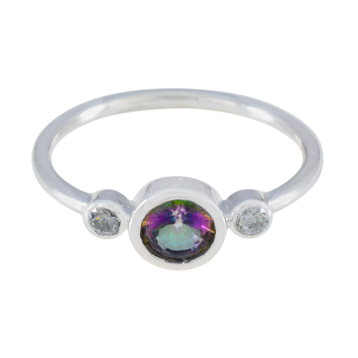 Mystic Quartz Trilogy Japanese 925 Silver multicolor Gemstones Elegant  Graceful Ring Jewellery