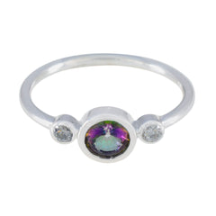 Mystic Quartz Trilogy Japanese 925 Silver multicolor Gemstones Elegant  Graceful Ring Jewellery