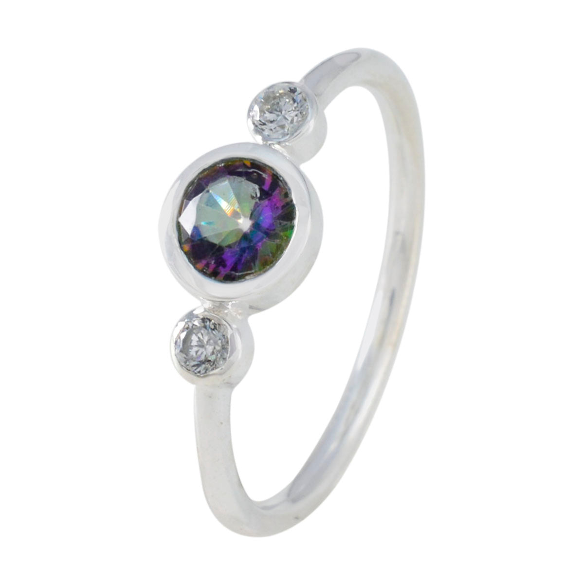 Mystic Quartz Trilogy Japanese 925 Silver multicolor Gemstones Elegant  Graceful Ring Jewellery