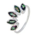 Mystic Quartz Penta Korean 925 Sterling Silver multicolor Gems Delicate crown Ring Jewellery