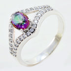 Mystic Quartz Halo African 925 Sterling Silver multicolor Gemstone Tiny Abstract Ring Jewellery