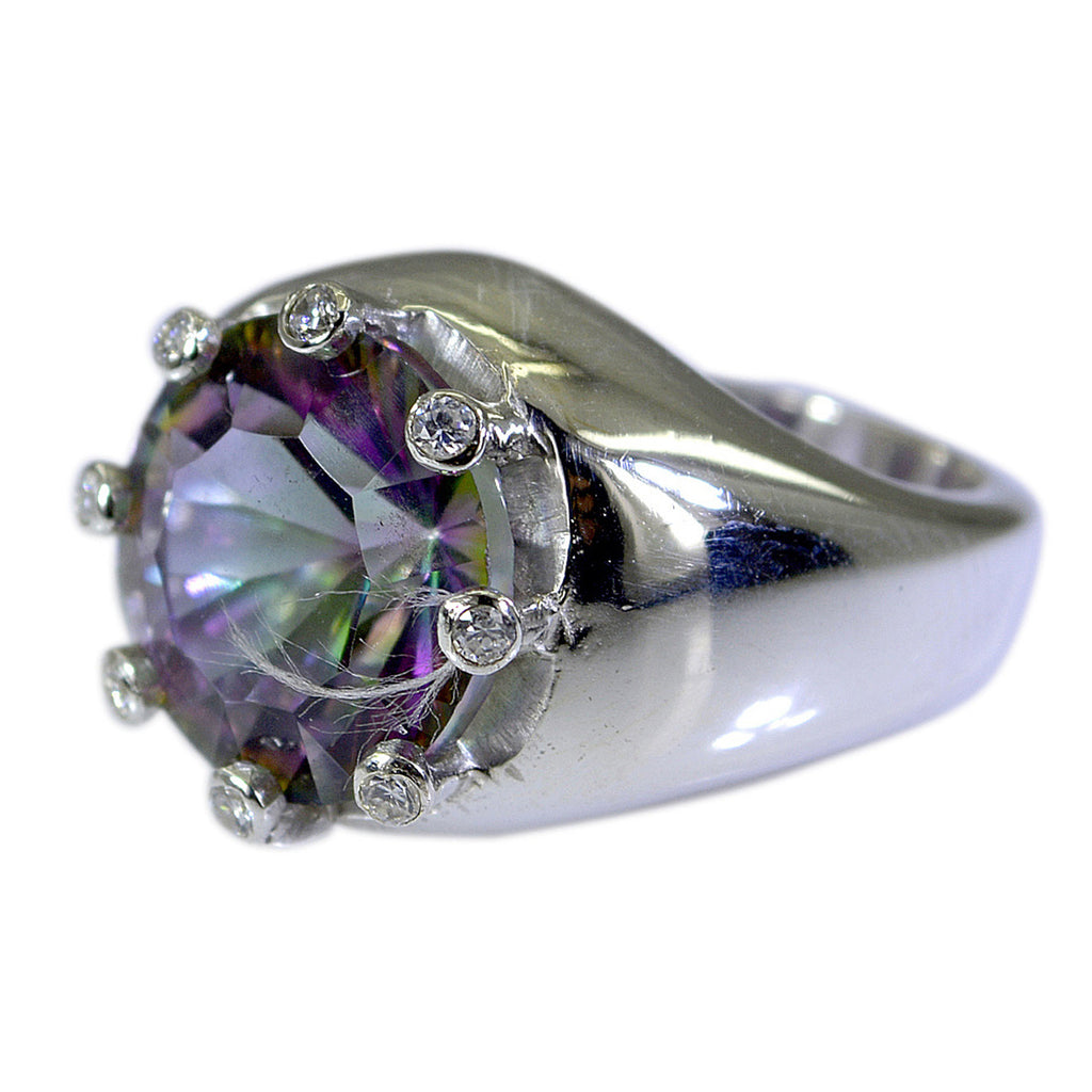 Mystic Quartz Halo African 925 Sterling Silver multicolor Gemstone Versatile Abstract Ring Jewellery