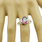 Mystic Quartz Halo Russian Sterling Silver multicolor Gemstone Classic Feminine Ring Jewelry