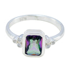 Mystic Quartz Halo Turkish 92.5 Silver multicolor Gemstone Dainty Feminine Ring Jewellery