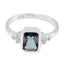Mystic Quartz Halo Turkish 92.5 Silver multicolor Gemstone Dainty Feminine Ring Jewellery