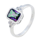 Mystic Quartz Halo Turkish 92.5 Silver multicolor Gemstone Dainty Feminine Ring Jewellery