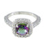 Mystic Quartz Halo Moroccan 925 Silver multicolor Gemstone Slim Graceful Ring Jewellery