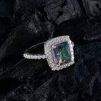 Mystic Quartz Halo Egyptian Silver multicolor Gems Minimal Cultural Ring Jewellery