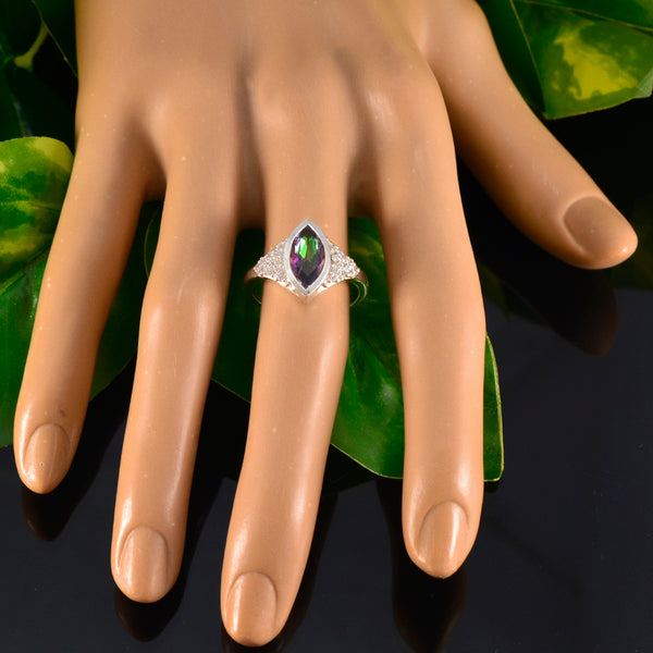 Mystic Quartz Halo Russian Sterling Silver multicolor Gemstone Featherlight Graceful Ring Jewelry